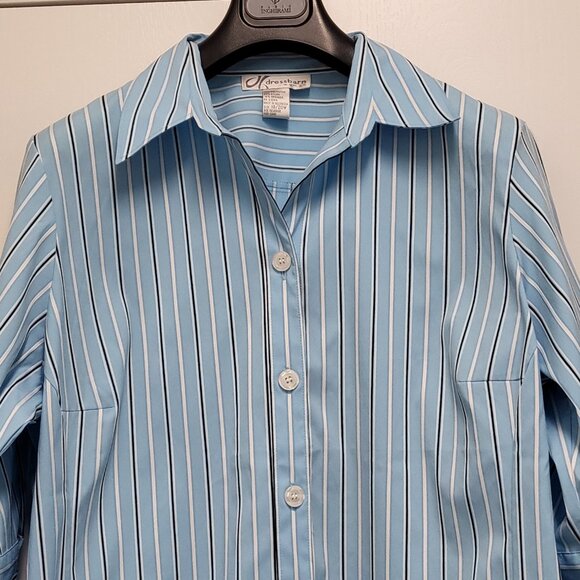 Vintage Dressbarn Shirt Button Up Womens 18/20W Plus 3/4 Sleeve Striped Blouse - Picture 2 of 14